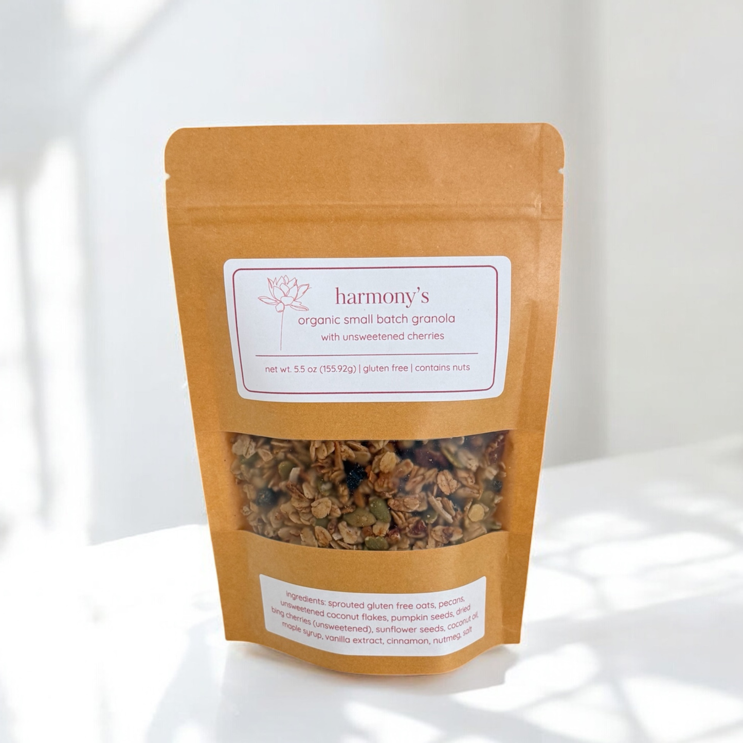 harmony's organic small batch holiday granola - cherry
