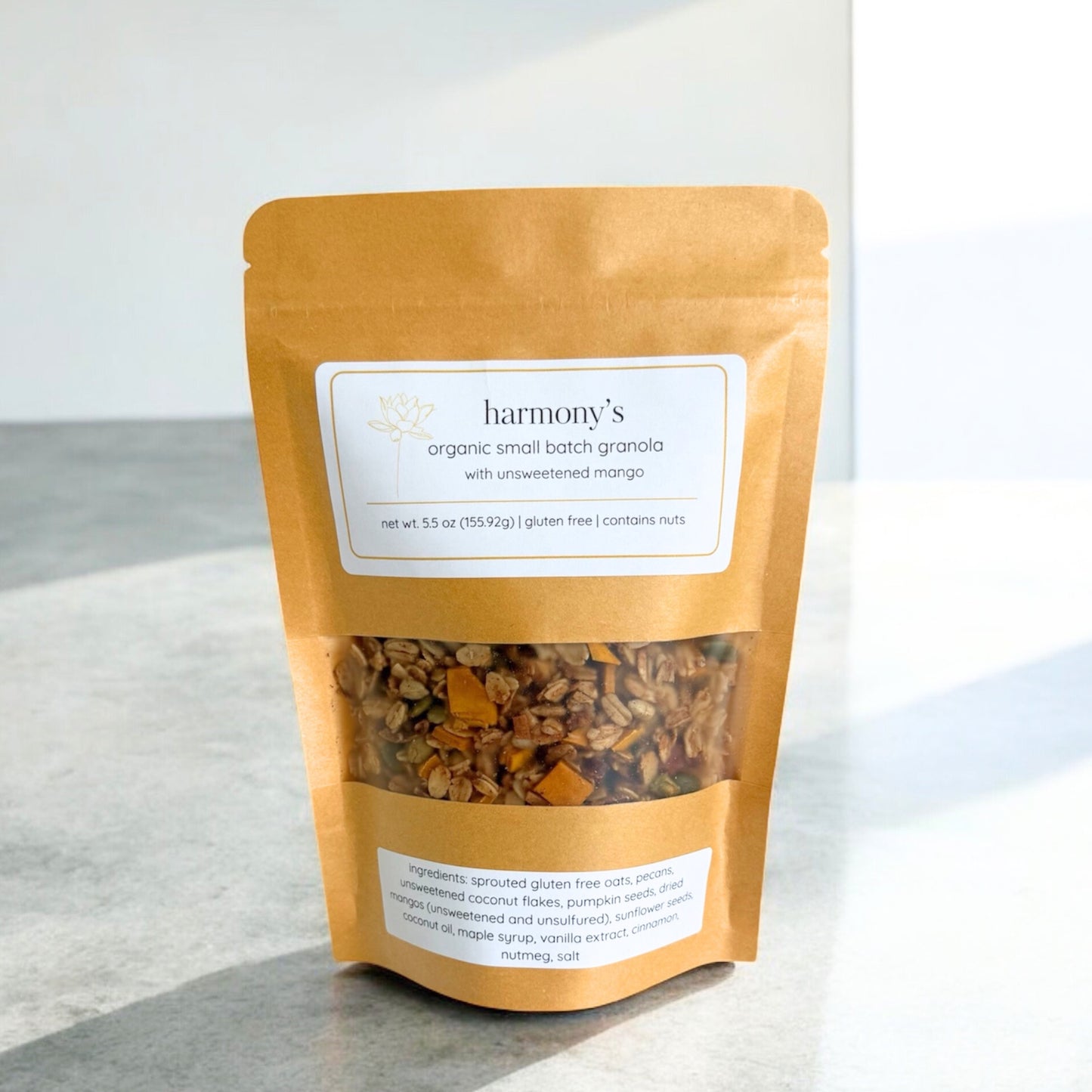 harmony's organic small batch granola - mango